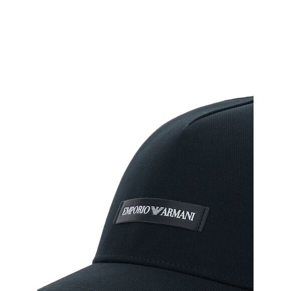 Emporio Armani Men Black Baseball Cap With Logo Patch On The Front In Cotton Man